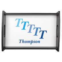 Serving Tray - Stepped Initials, Name in Blues