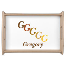 Serving Tray - Stepped Initials, Name in Browns
