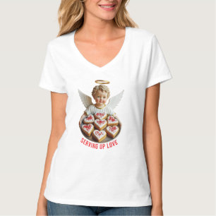 Serving Up Love Chic Valentine Vintage Chef Cherub T-Shirt
