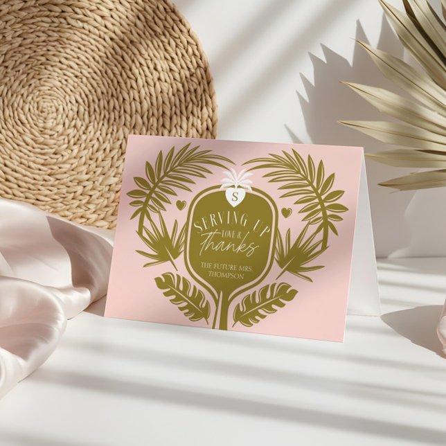 Serving Up Love & Thanks Pickleball bridal shower Thank You Card (Serving Up Love & Thanks Pickleball bridal shower Thank You Card)