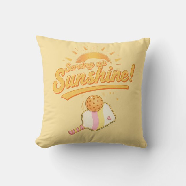 Serving Up Sunshine - Sunny Yellow Pickleball Life Cushion (Front)