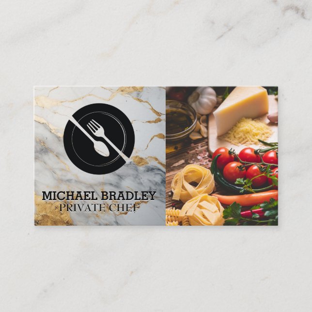Serving Utensils | Cheese Pasta Tomato | Chef Business Card (Front)