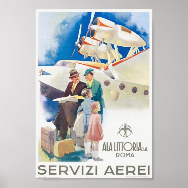 Servizi Aerei Ala Littoria Vintage Poster 1937 (Front)