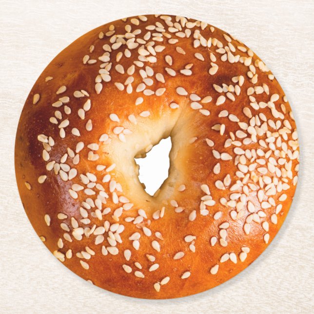 Sesame Bagel Paper Coaster (Front)