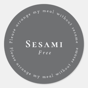 Sesame-Free Request Sticker, Dark-gray - White Classic Round Sticker