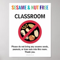 Sesame & Nut Free Classroom Custom Allergy School