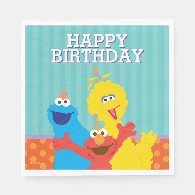 Sesame Pals Birthday Pattern Napkin (Front)