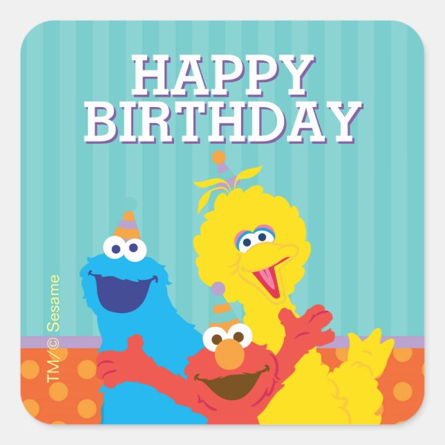Sesame Pals Birthday Pattern Square Sticker (Front)