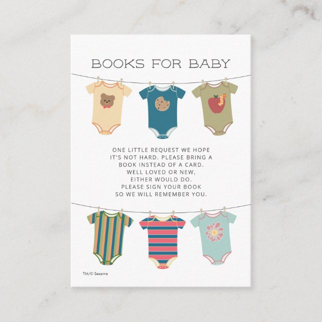 Sesame Pals Bodysuits Baby Shower Book Request Enclosure Card (Front)