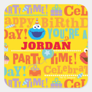 Sesame Pals Celebration Pattern Square Sticker