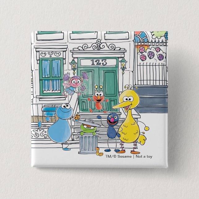 Sesame Pals Doodley Graphic 15 Cm Square Badge (Front)