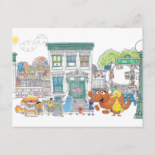 Sesame Pals Doodley Graphic Postcard