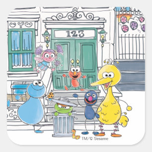 Sesame Pals Doodley Graphic Square Sticker