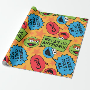 Sesame Pals Positivity Callout Pattern Wrapping Paper