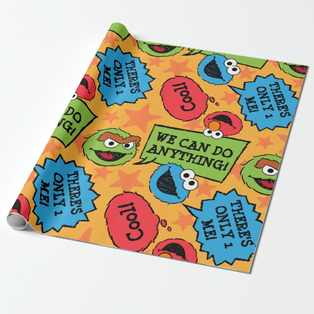 Sesame Pals Positivity Callout Pattern Wrapping Paper (Unrolled)