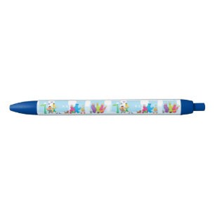 Sesame Pals Walking Along Sesame Street Pattern Blue Ink Pen