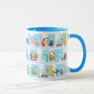 Sesame Pals Walking Along Sesame Street Pattern Mug