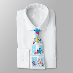 Sesame Pals Walking Along Sesame Street Pattern Tie