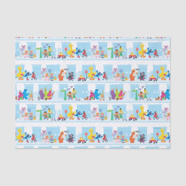 Sesame Pals Walking Along Sesame Street Pattern Tissue Paper (Front)