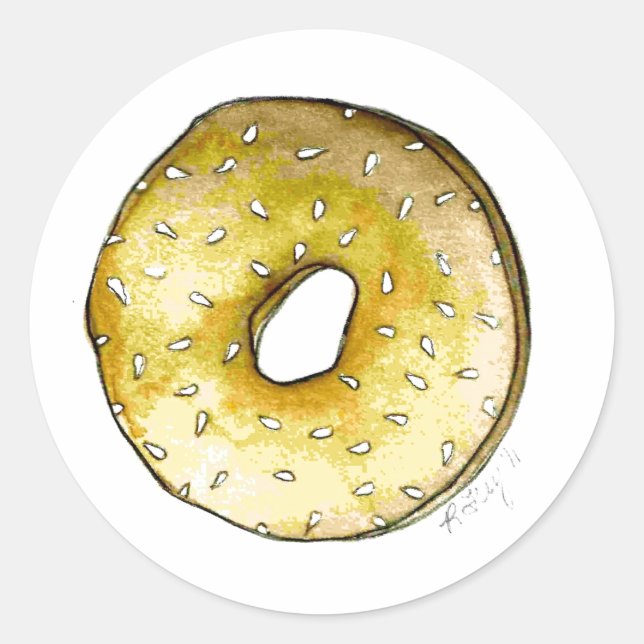 Sesame Seed Bagel New York City NYC Deli Breakfast Classic Round Sticker (Front)
