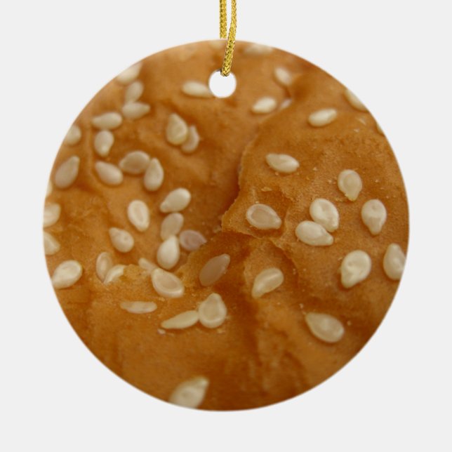 sesame seed hamburger bun ceramic tree decoration (Front)