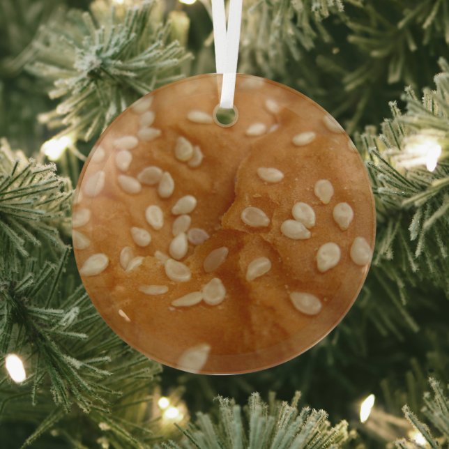Sesame seed hamburger bun  glass tree decoration (Insitu)