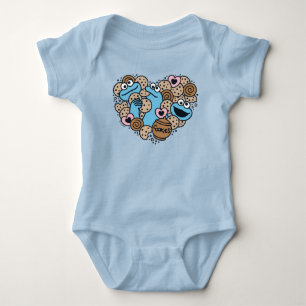 Sesame Sesame   Cookie Monster Doodle Heart Baby Bodysuit