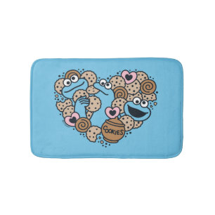 Sesame Sesame Cookie Monster Doodle Heart Bath Mat