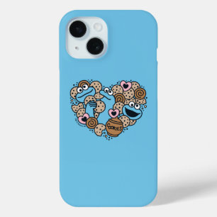 Sesame Sesame Cookie Monster Doodle Heart iPhone 15 Case