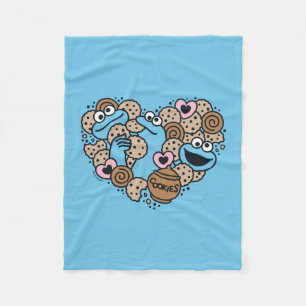 Sesame Sesame Cookie Monster Doodle Heart Fleece Blanket