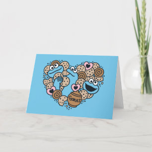 Sesame Sesame Cookie Monster Doodle Heart Holiday Card
