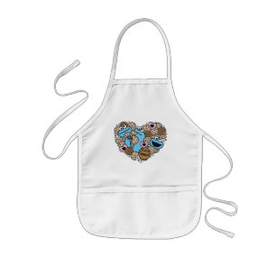 Sesame Sesame Cookie Monster Doodle Heart Kids Apron