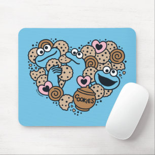 Sesame Sesame   Cookie Monster Doodle Heart Mouse Mat
