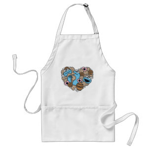 Sesame Sesame Cookie Monster Doodle Heart Standard Apron