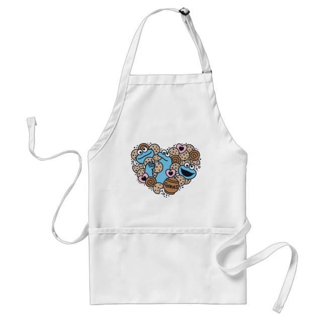 Sesame Sesame | Cookie Monster Doodle Heart Standard Apron (Front)