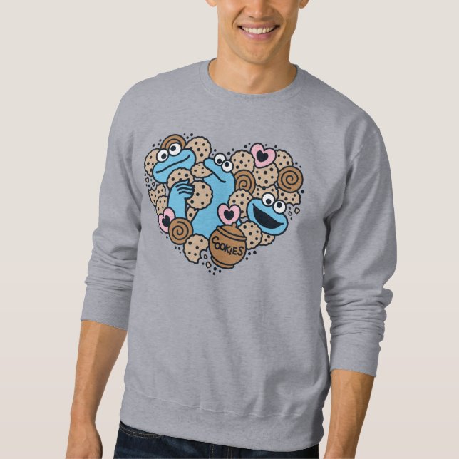 Sesame Sesame | Cookie Monster Doodle Heart Sweatshirt (Front)