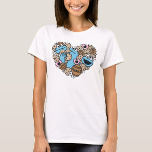 Sesame Sesame Cookie Monster Doodle Heart T-Shirt