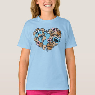 Sesame Sesame Cookie Monster Doodle Heart T-Shirt