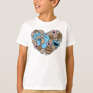 Sesame Sesame Cookie Monster Doodle Heart T-Shirt