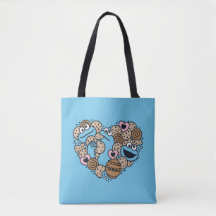 Sesame Sesame   Cookie Monster Doodle Heart Tote Bag