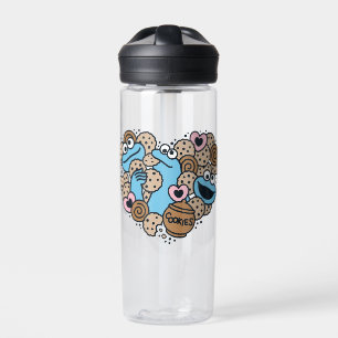 Sesame Sesame Cookie Monster Doodle Heart Water Bottle