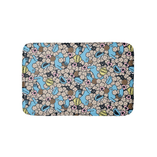 Sesame Sesame | Cookie Monster Doodle Pattern Bath Mat (Front)