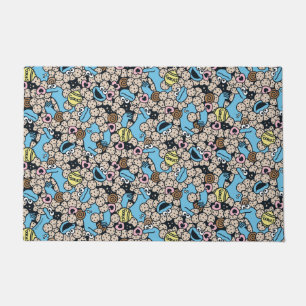 Sesame Sesame   Cookie Monster Doodle Pattern Doormat