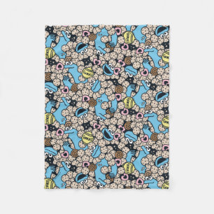 Sesame Sesame Cookie Monster Doodle Pattern Fleece Blanket