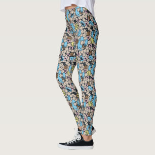 Sesame Sesame   Cookie Monster Doodle Pattern Leggings