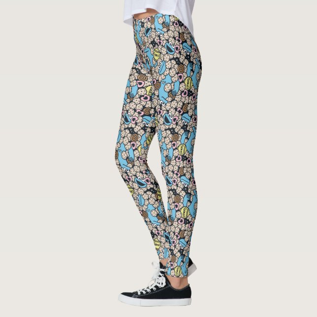 Sesame Sesame | Cookie Monster Doodle Pattern Leggings (Left)