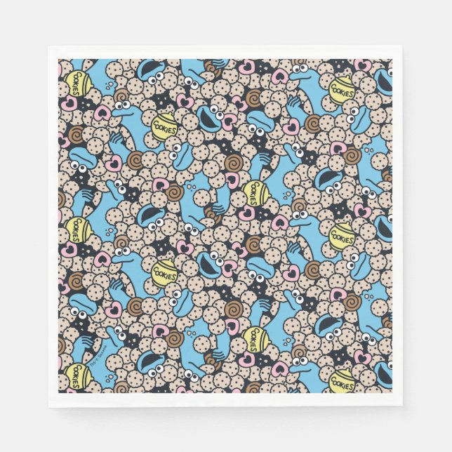 Sesame Sesame | Cookie Monster Doodle Pattern Napkin (Front)