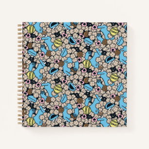 Sesame Sesame Cookie Monster Doodle Pattern Notebook