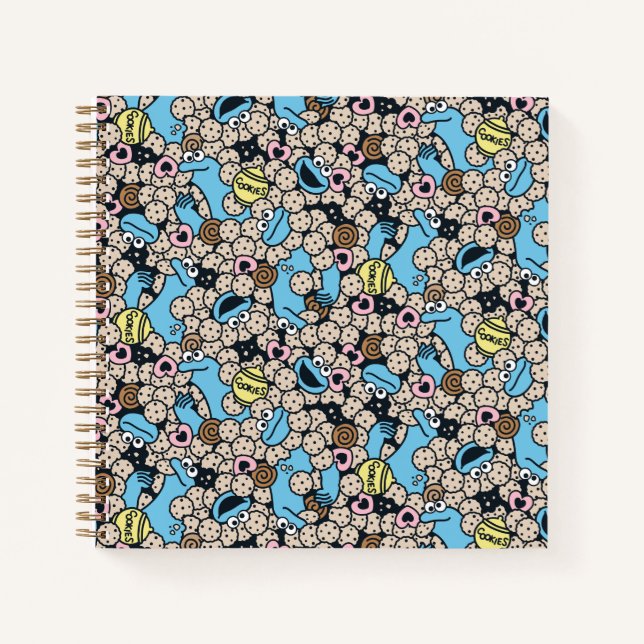 Sesame Sesame | Cookie Monster Doodle Pattern Notebook (Front)