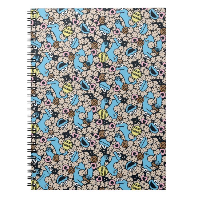 Sesame Sesame | Cookie Monster Doodle Pattern Notebook (Front)